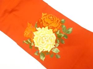 薔薇模様　刺繍　名古屋帯